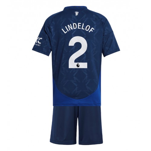 Fotbalové Dres Manchester United Victor Lindelof #2 Dětské Venkovní 2024-25 Krátký Rukáv (+ trenýrky)